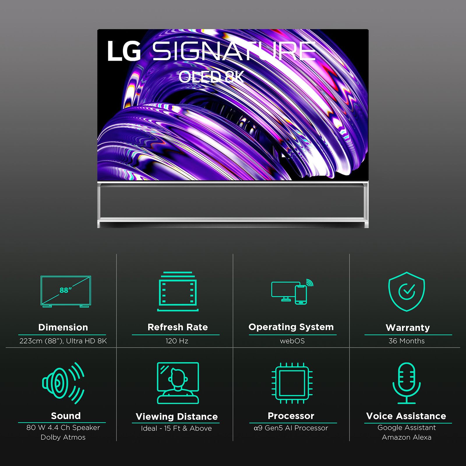 Buy LG Z2 223 cm (88 inch) OLED 8K Ultra HD WebOS TV with Dolby